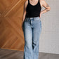 Melia High Rise Side Seam Detail Wide Leg Jeans Womens