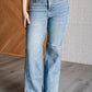 Melia High Rise Side Seam Detail Wide Leg Jeans Womens