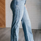 Melia High Rise Side Seam Detail Wide Leg Jeans Womens