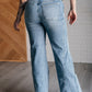 Melia High Rise Side Seam Detail Wide Leg Jeans Womens