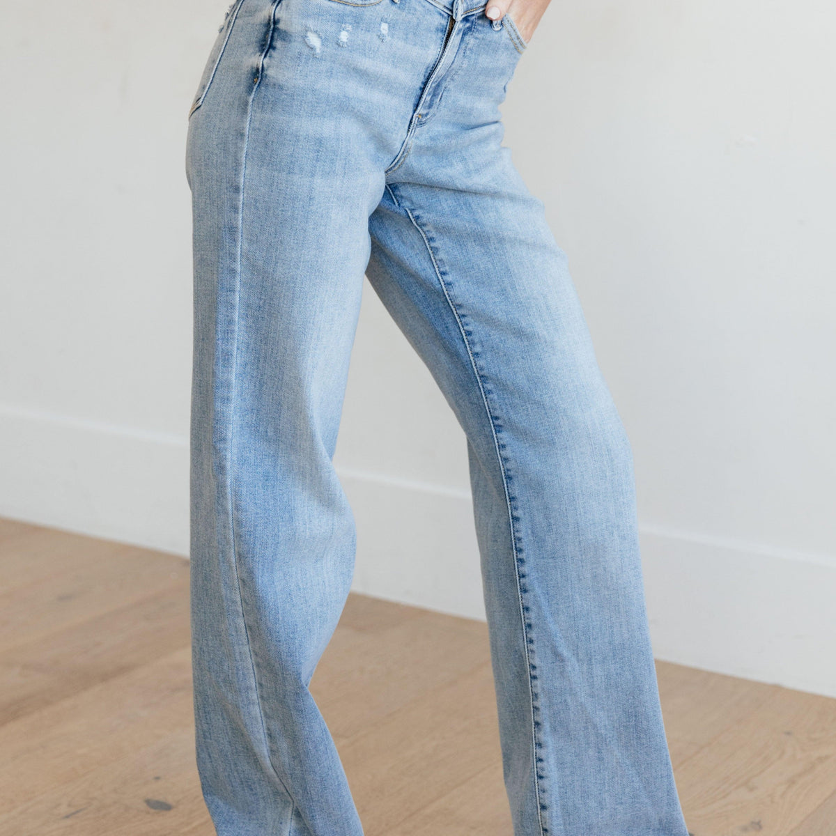 Mildred High Rise V Front Waistband Straight Jeans - Three Mad Hatters Mercantile 