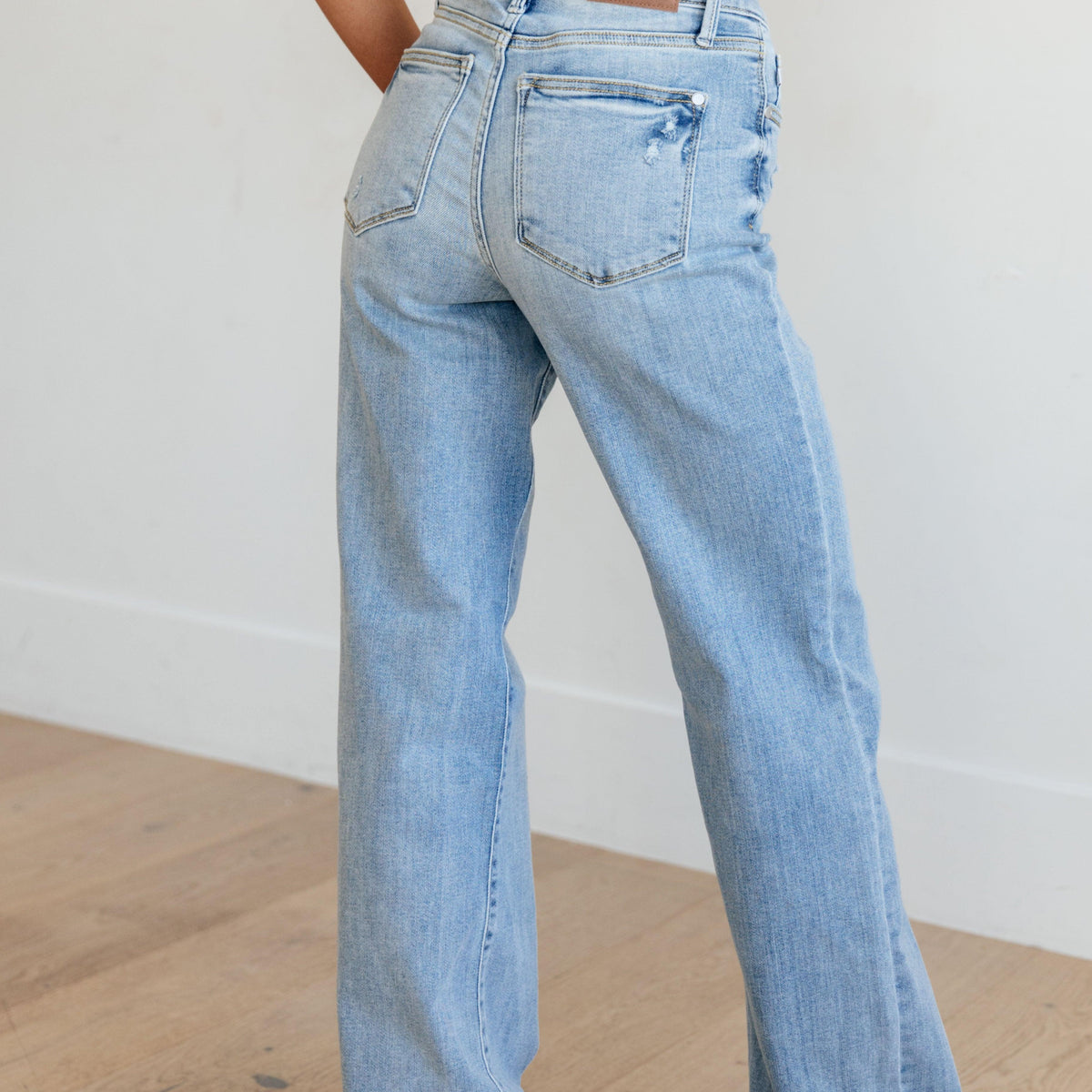 Mildred High Rise V Front Waistband Straight Jeans - Three Mad Hatters Mercantile 
