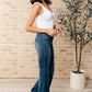 Miley High Waist Control Top Frayed Hem Flare Jeans Womens   