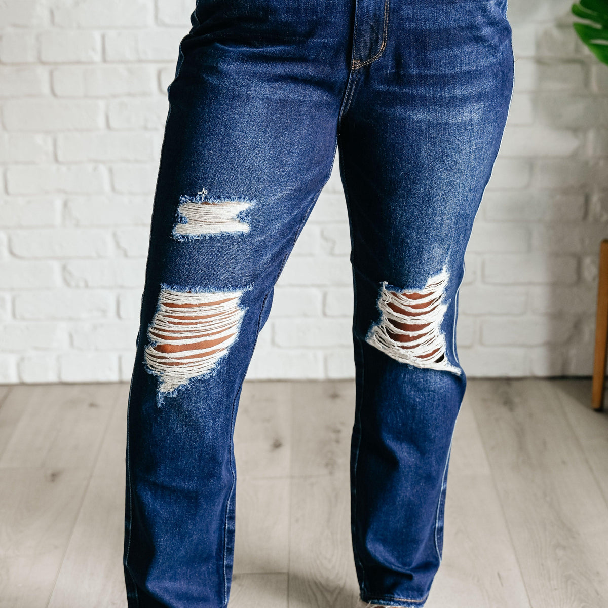 Montana High Rise Rigid Magic Distressed Straight Jeans - Three Mad Hatters Mercantile 