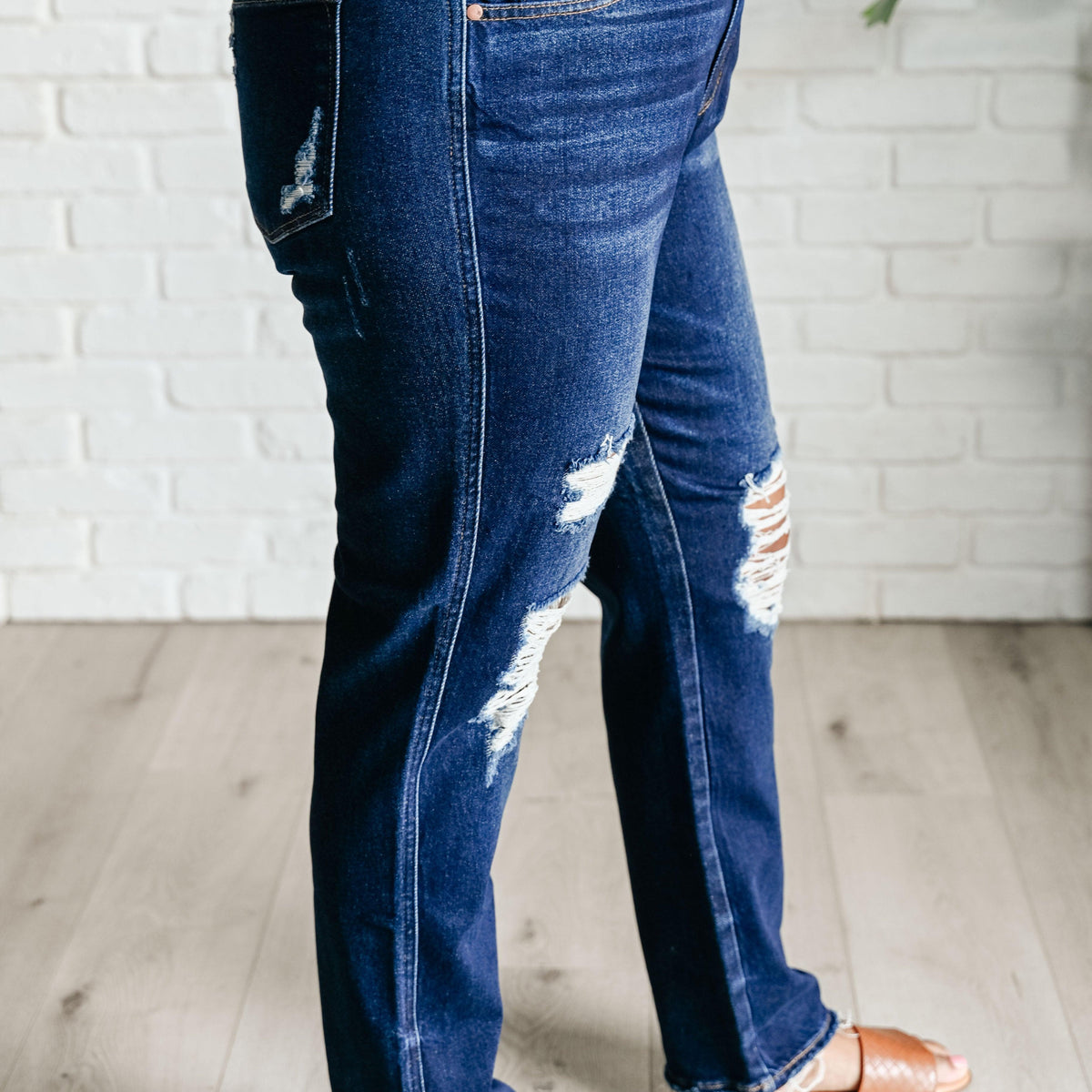 Montana High Rise Rigid Magic Distressed Straight Jeans - Three Mad Hatters Mercantile 