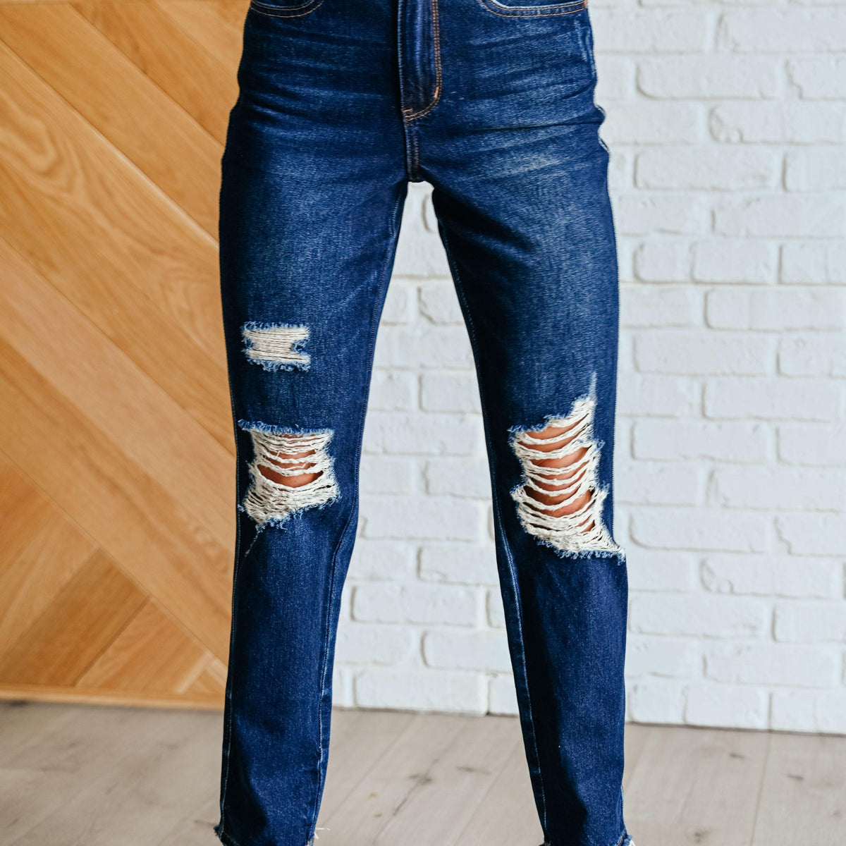 Montana High Rise Rigid Magic Distressed Straight Jeans - Three Mad Hatters Mercantile 