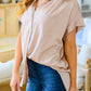 Never Have I Ever Button Down Blouse in Champagne Womens Tops   