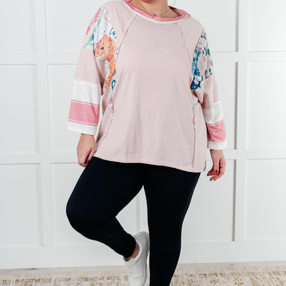 New Chapter Floral Color Block Patchwork Top - Three Mad Hatters Mercantile 