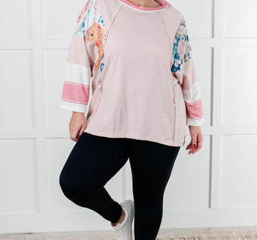 New Chapter Floral Color Block Patchwork Top