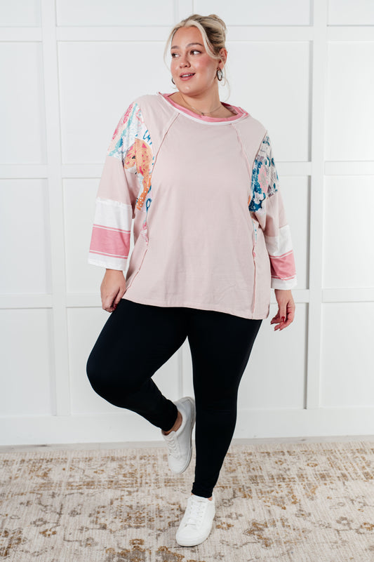 New Chapter Floral Color Block Patchwork Top Tops