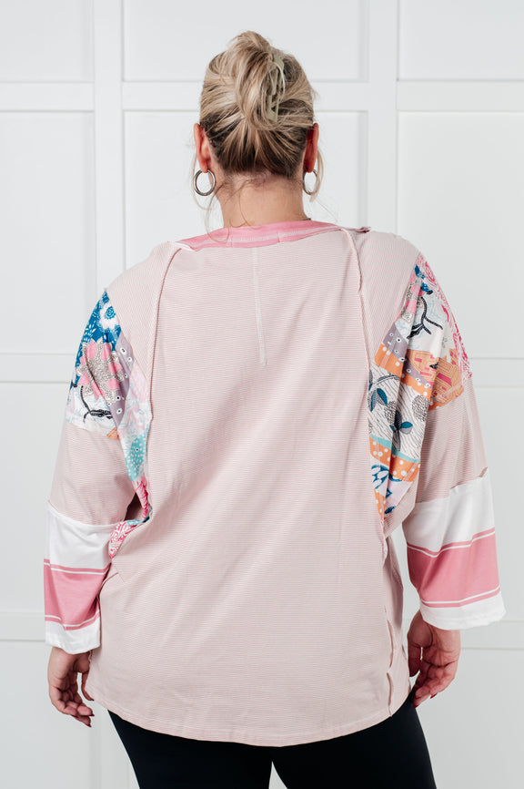 New Chapter Floral Color Block Patchwork Top Tops
