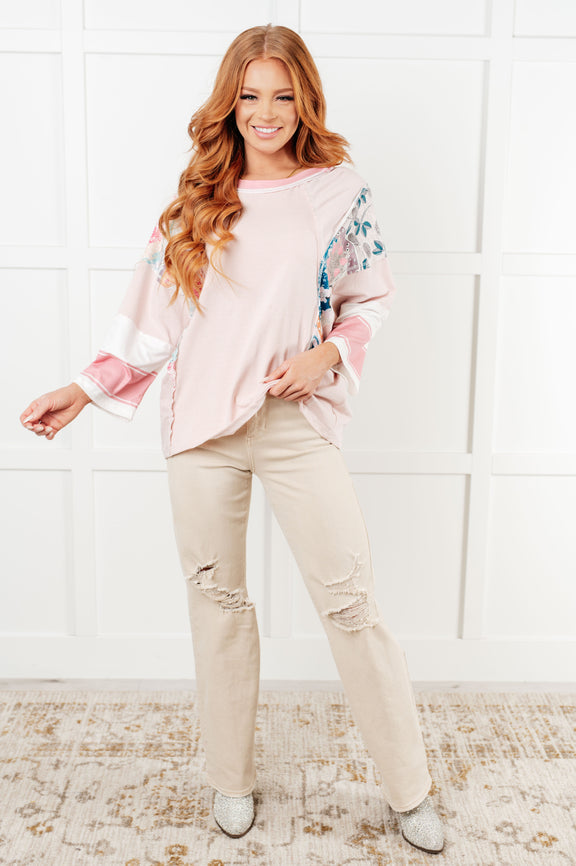 New Chapter Floral Color Block Patchwork Top Tops