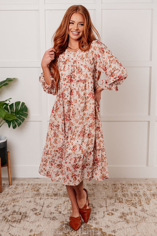 Next to You Balloon Sleeve Floral Dress Dresses   