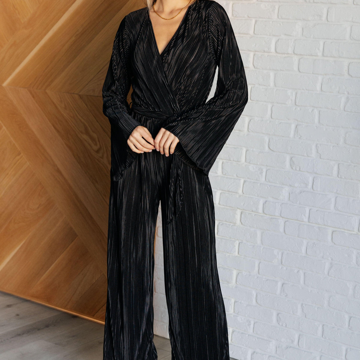 Night Out Plisse Jumpsuit - Three Mad Hatters Mercantile 