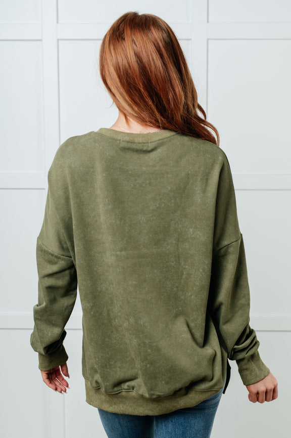 No Plain Jane Oversized Sweatshirt in Green Tops