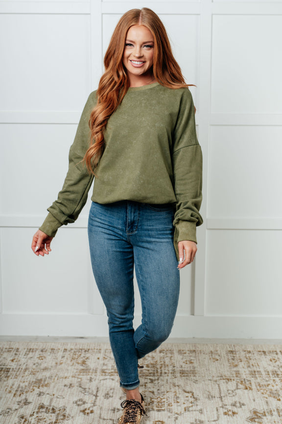 No Plain Jane Oversized Sweatshirt in Green Tops