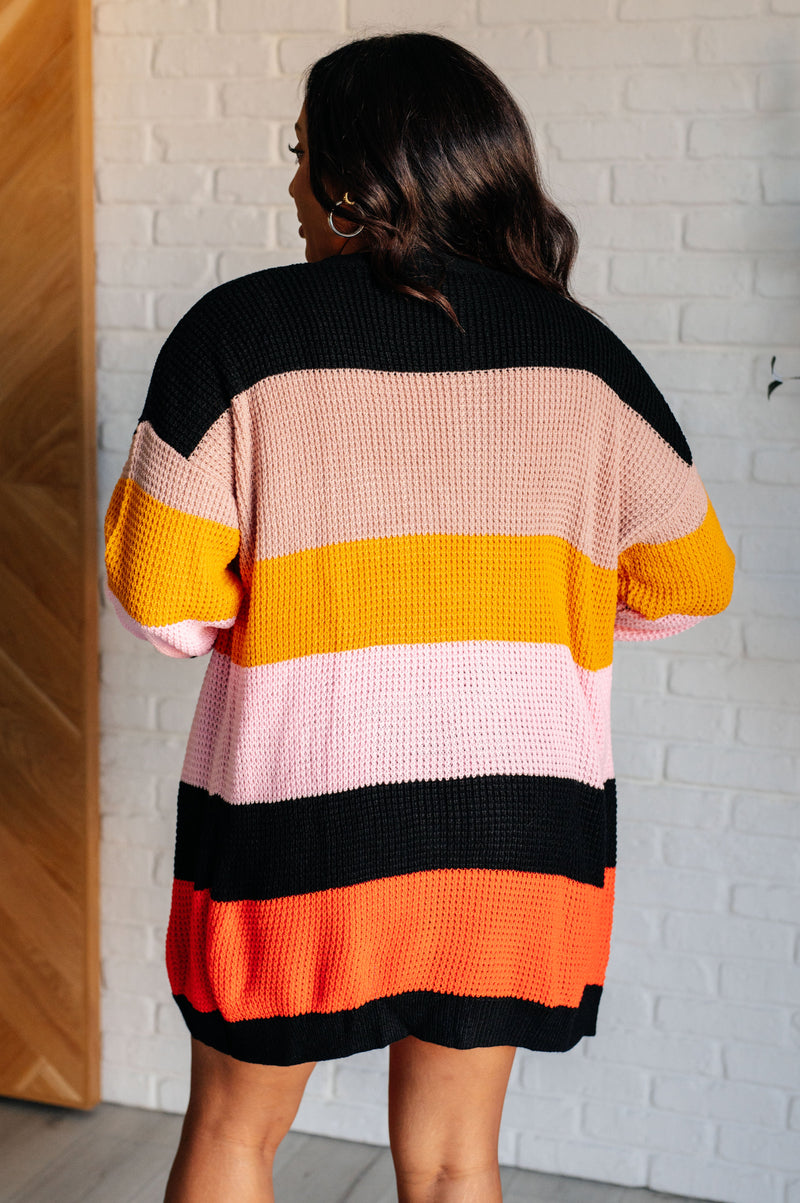 Not Quite Sure Striped Open Front Cardigan Layers   