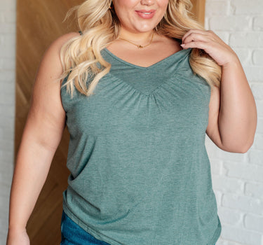 Not So Anxious V-Neck Tank in Mist