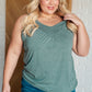 Not So Anxious V-Neck Tank in Mist Tops   