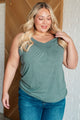 Not So Anxious V-Neck Tank in Mist Tops   