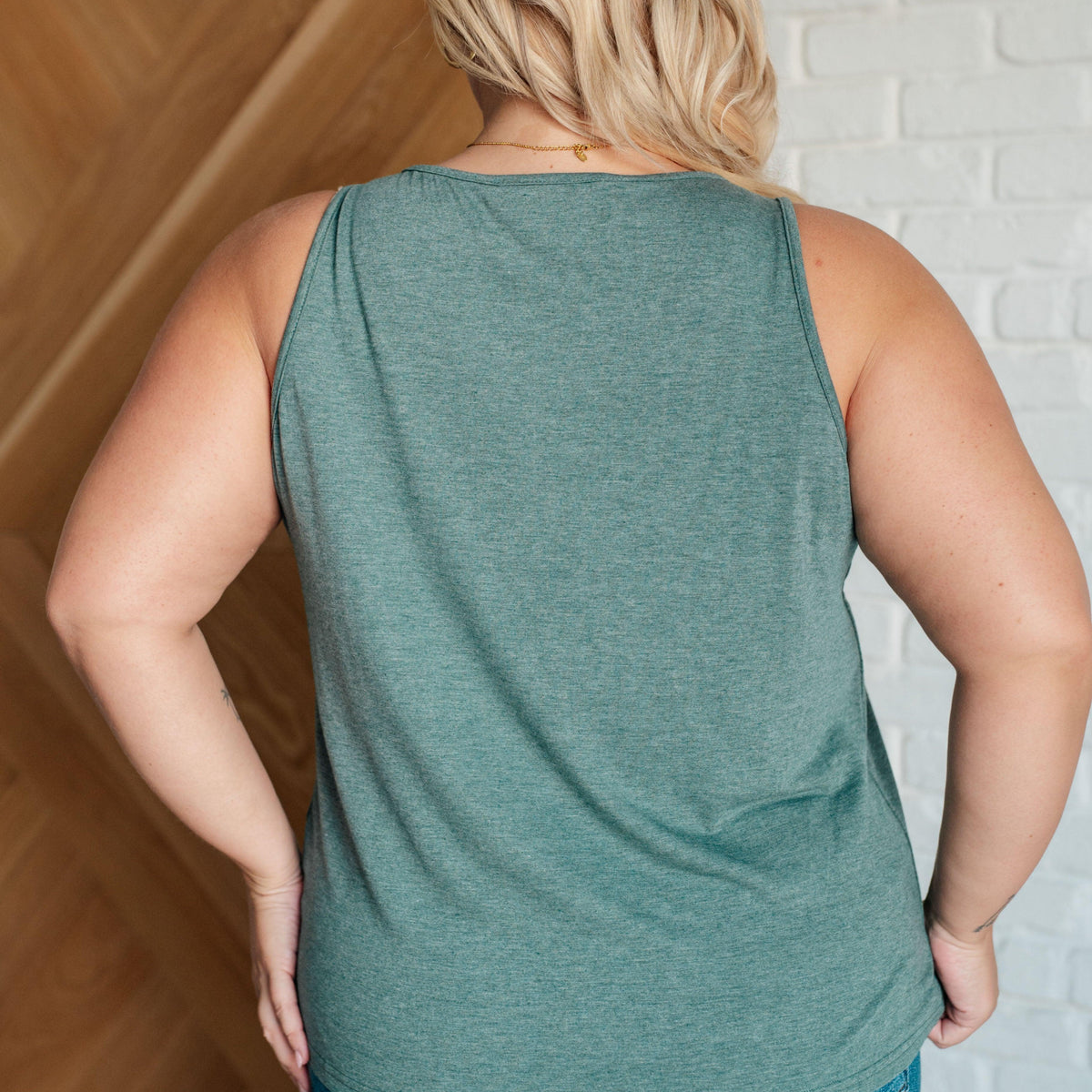 Not So Anxious V-Neck Tank in Mist - Three Mad Hatters Mercantile 