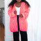 Noticed in Neon Checkered Cardigan in Pink and Orange Womens Cardigan   