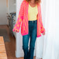 Noticed in Neon Checkered Cardigan in Pink and Orange Womens Cardigan   