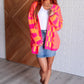 Noticed in Neon Checkered Cardigan in Pink and Orange Womens Cardigan   