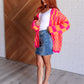 Noticed in Neon Checkered Cardigan in Pink and Orange Womens Cardigan   