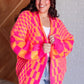 Noticed in Neon Checkered Cardigan in Pink and Orange Womens Cardigan   