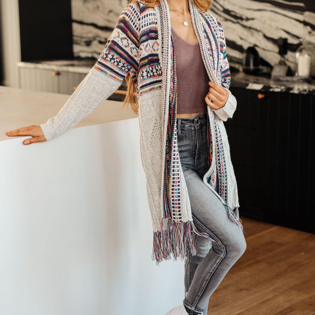 Oh So Lucky Fringe Cardigan - Three Mad Hatters Mercantile 