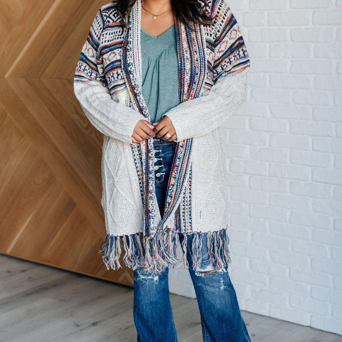 Oh So Lucky Fringe Cardigan - Three Mad Hatters Mercantile 
