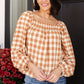 One Fine Afternoon Gingham Plaid Top In Caramel Tops