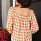 One Fine Afternoon Gingham Plaid Top In Caramel Tops