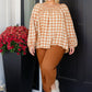 One Fine Afternoon Gingham Plaid Top In Caramel Tops