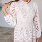 Overarching Calmness Mock Neck Lace Dress Womens Dresses   