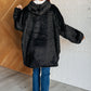 Oversized Velour Blanket Hoodie in Black Layers