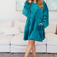 Oversized Velour Blanket Hoodie in Green Layers