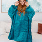 Oversized Velour Blanket Hoodie in Green Layers