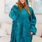 Oversized Velour Blanket Hoodie in Green Layers