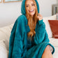 Oversized Velour Blanket Hoodie in Green Layers