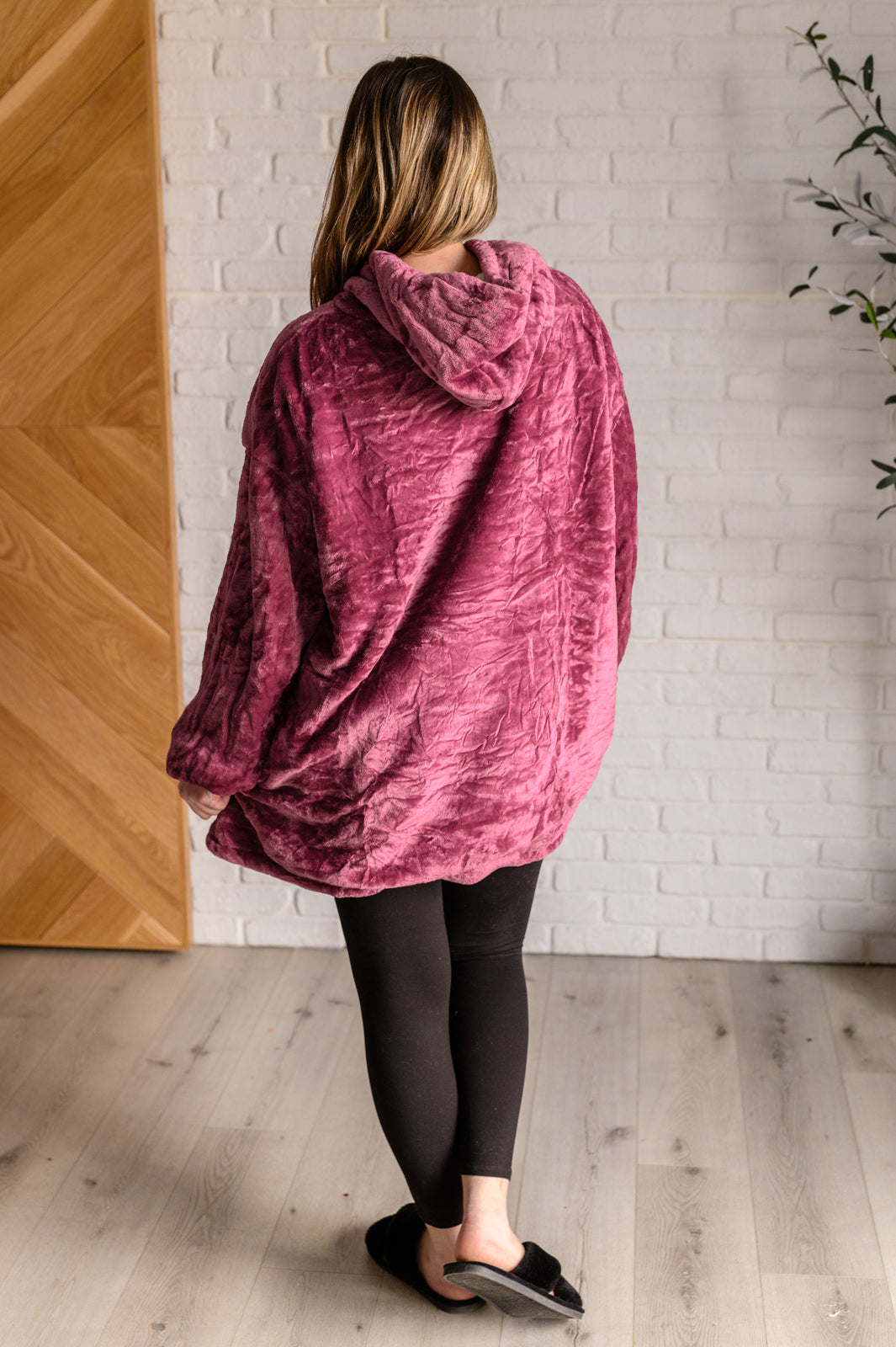 Oversized Velour Blanket Hoodie in Purple Layers