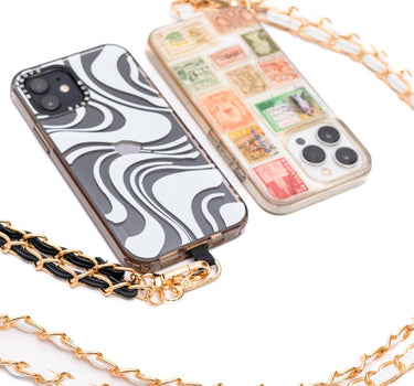 PU Leather Gold Chain Cell Phone Lanyard Set of 2