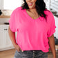 Passionately Pink V Neck Blouse Womens Tops   