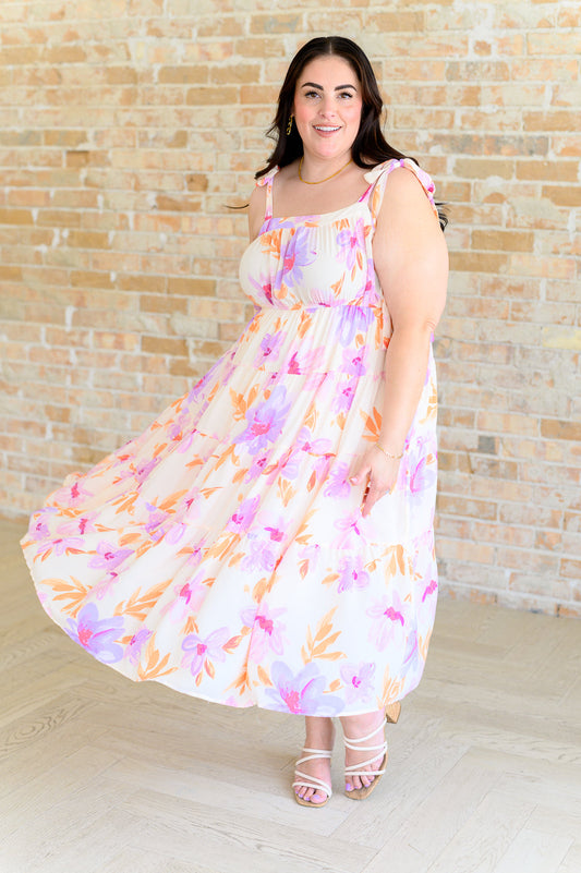 Pastel Petals Floral Midi Dress Womens Dresses   