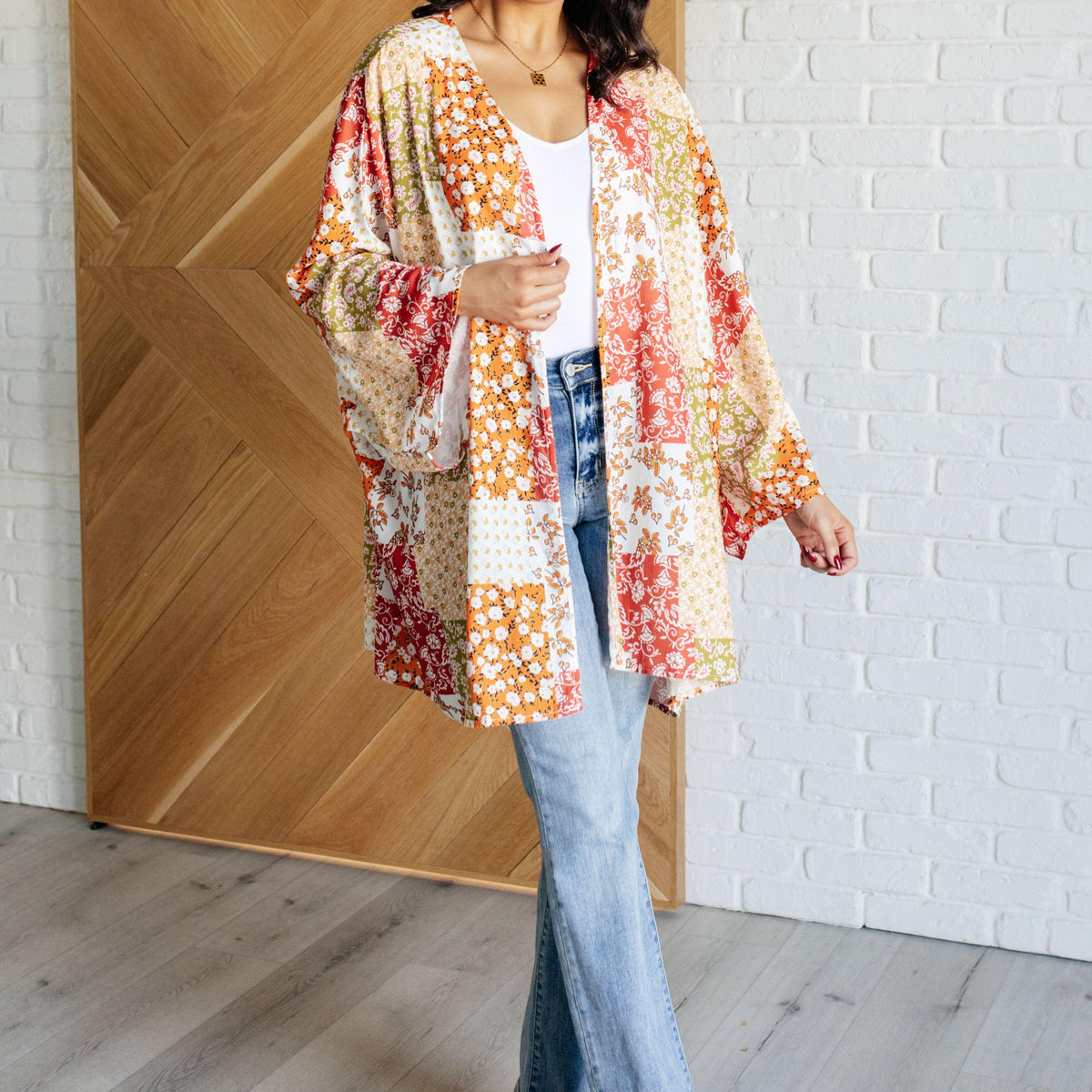 Patchwork of Feelings Mixed Floral Kimono - Three Mad Hatters Mercantile 
