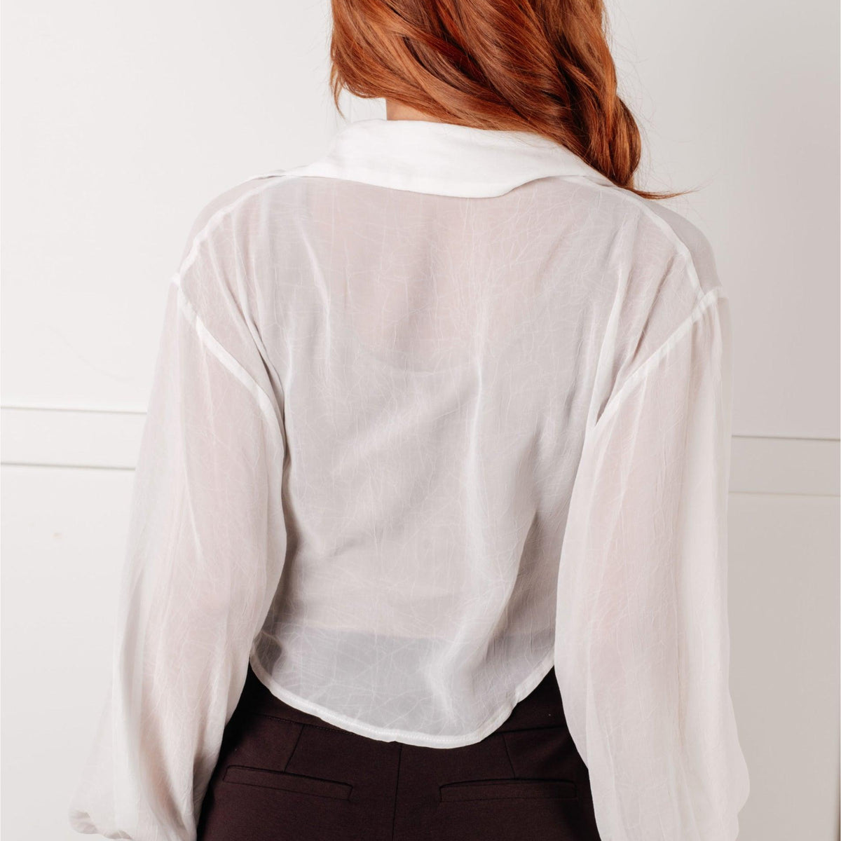 Pause and Reflect Tie Front Button Up Shirt - Three Mad Hatters Mercantile 