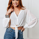 Pause and Reflect Tie Front Button Up Shirt