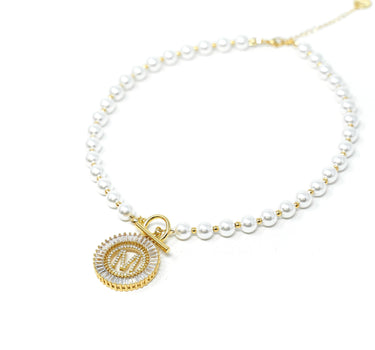 Pearl Chain Radiant Initial Necklace PREORDER - Wholesale The Sis Kiss 