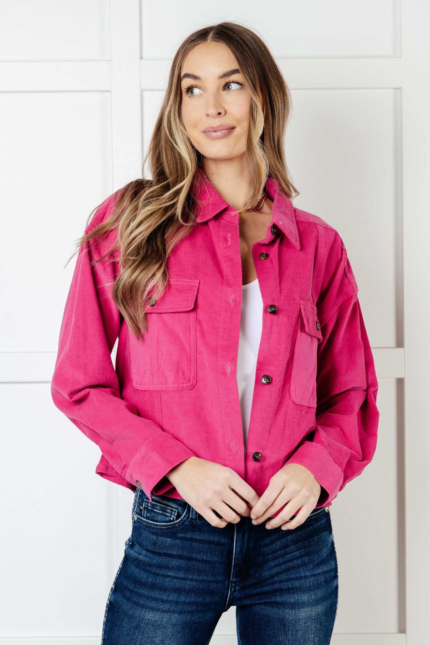 Perfect Pop of Pink Jacket Layers